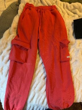 Reddish Pink Cargo Sweatpants